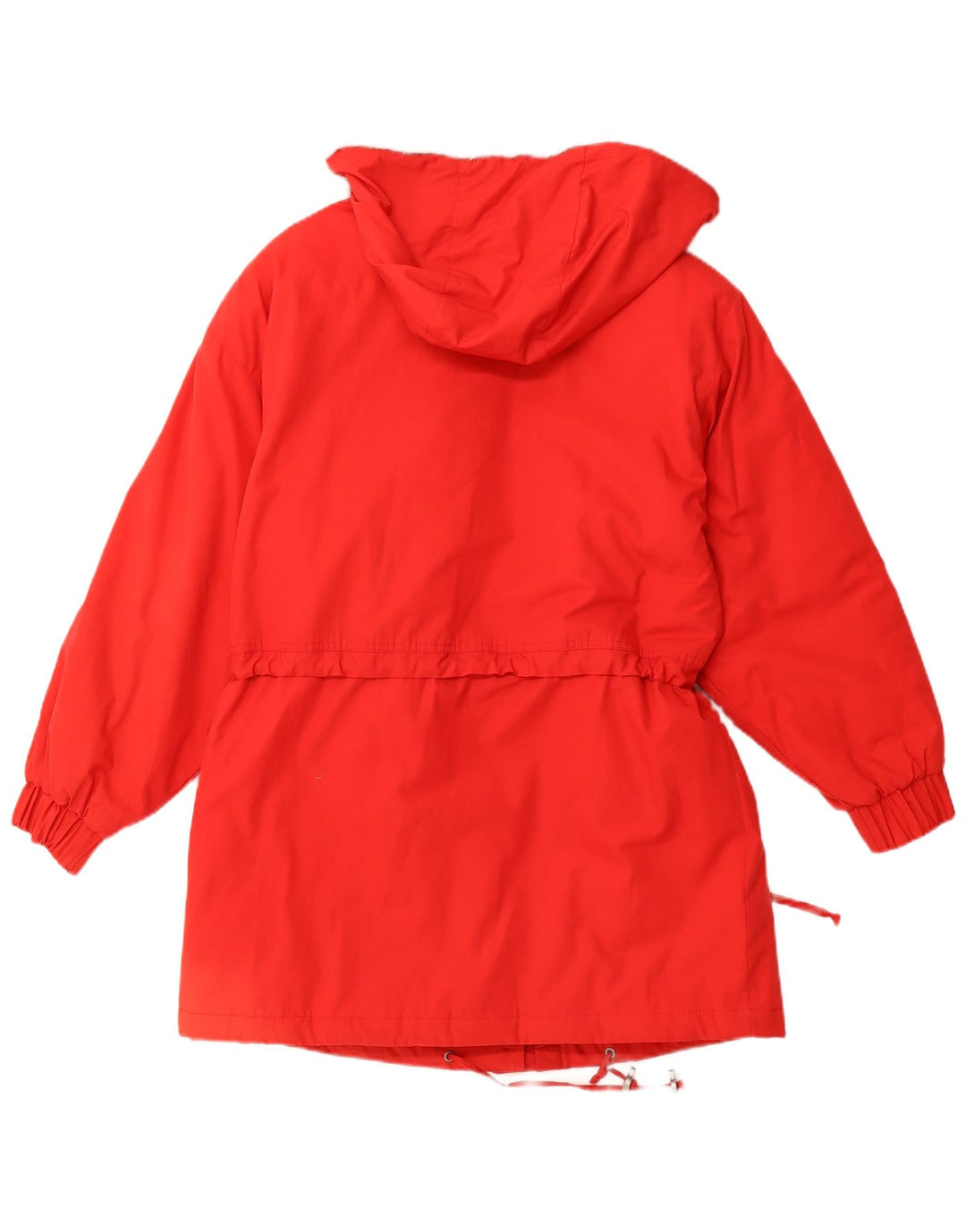 VINTAGE Manteau coupe-vent à capuche femme UK 12 Polyester rouge moyen