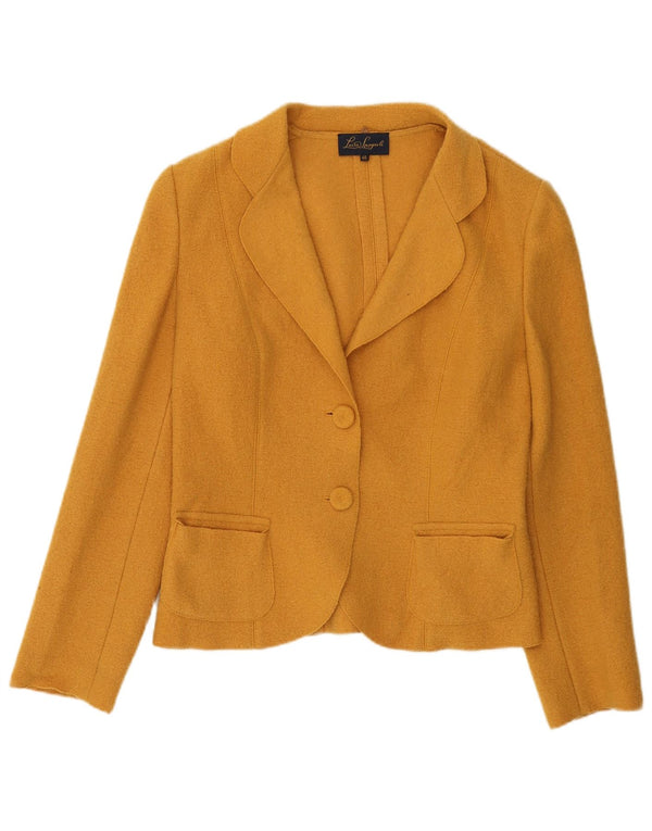 Luisa Spagnoli Veste Blazer 2 Boutons Femme IT 46 Large Laine Jaune