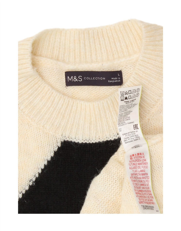 Marks & Spencer Pull à col rond pour femme UK 16 Large Blanc cassé