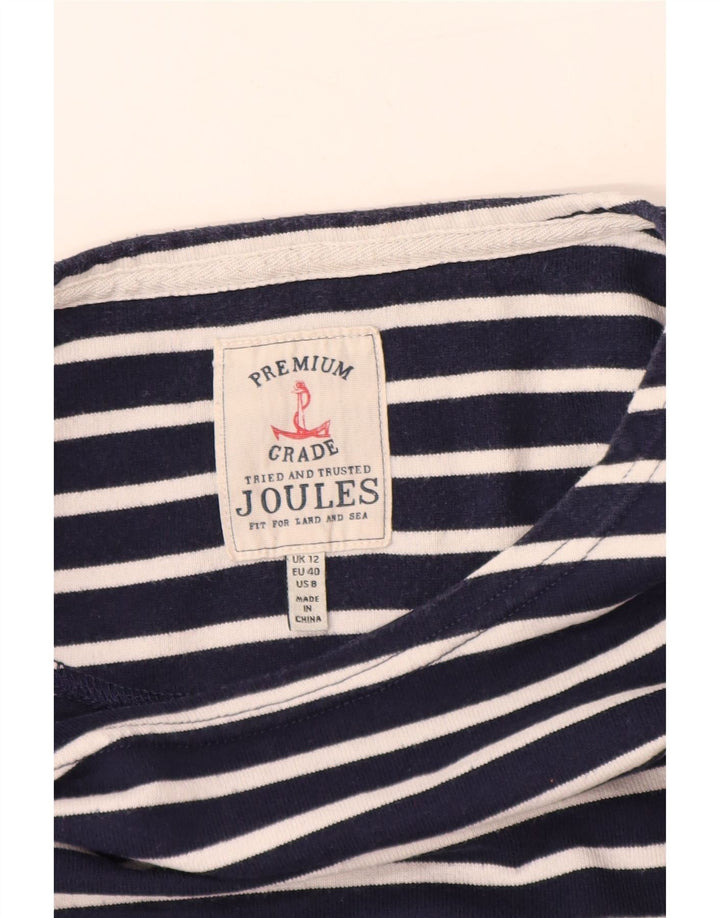JOULES Top Femme Manches Longues UK 12 Medium Bleu Marine Rayé Coton