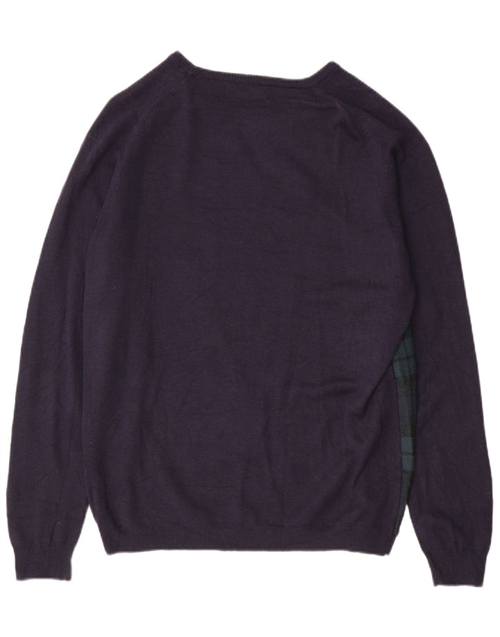 ZARA Pull col bateau pour homme XL Bleu marine à carreaux