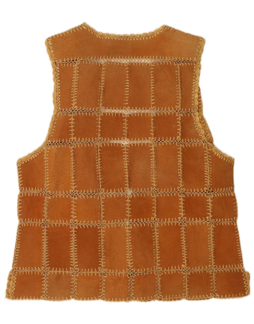 Gilet en daim femme vintage XL Patchwork marron