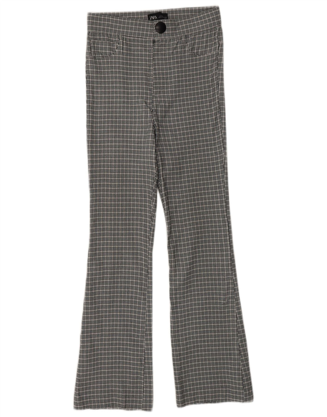 ZARA Pantalon décontracté Bootcut pour femme Petit W26 L26 Gris Chevron