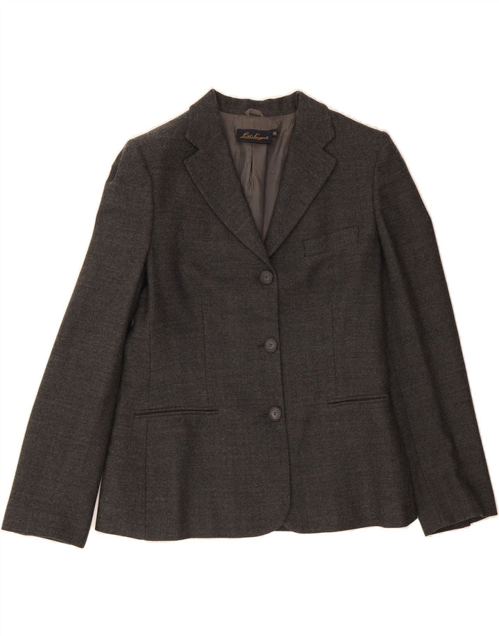LUISA SPAGNOLI Womens 3 Button Blazer Jacket IT 46 Large Grey Wool Vintage Luisa Spagnoli and Second-Hand Luisa Spagnoli from Messina Hembry 