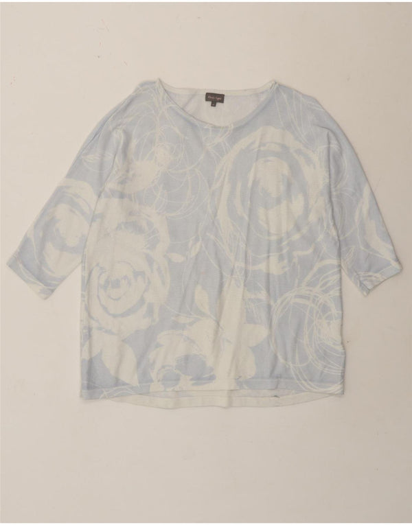 Phase Eight Top Femme Manches 3/4 UK 12 Bleu Moyen Coton Floral