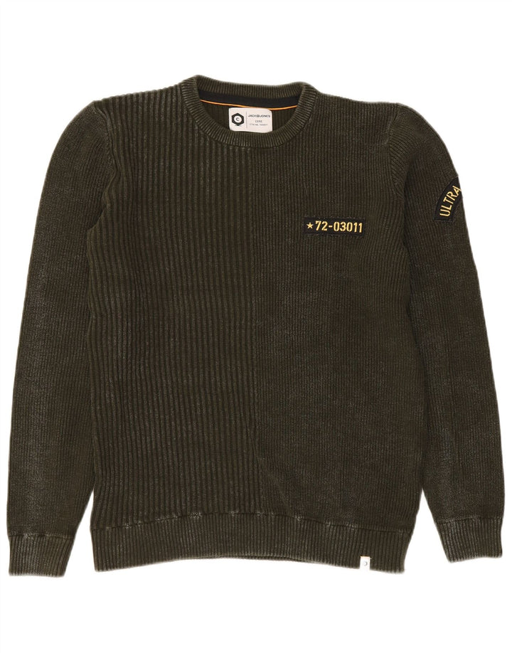 Jack & Jones Pull Col Rond Homme Vert Moyen Coton