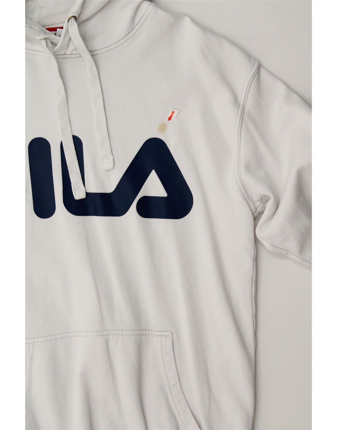 FILA Mens Graphic Hoodie Jumper Small White Cotton Vintage Fila and Second-Hand Fila from Messina Hembry 