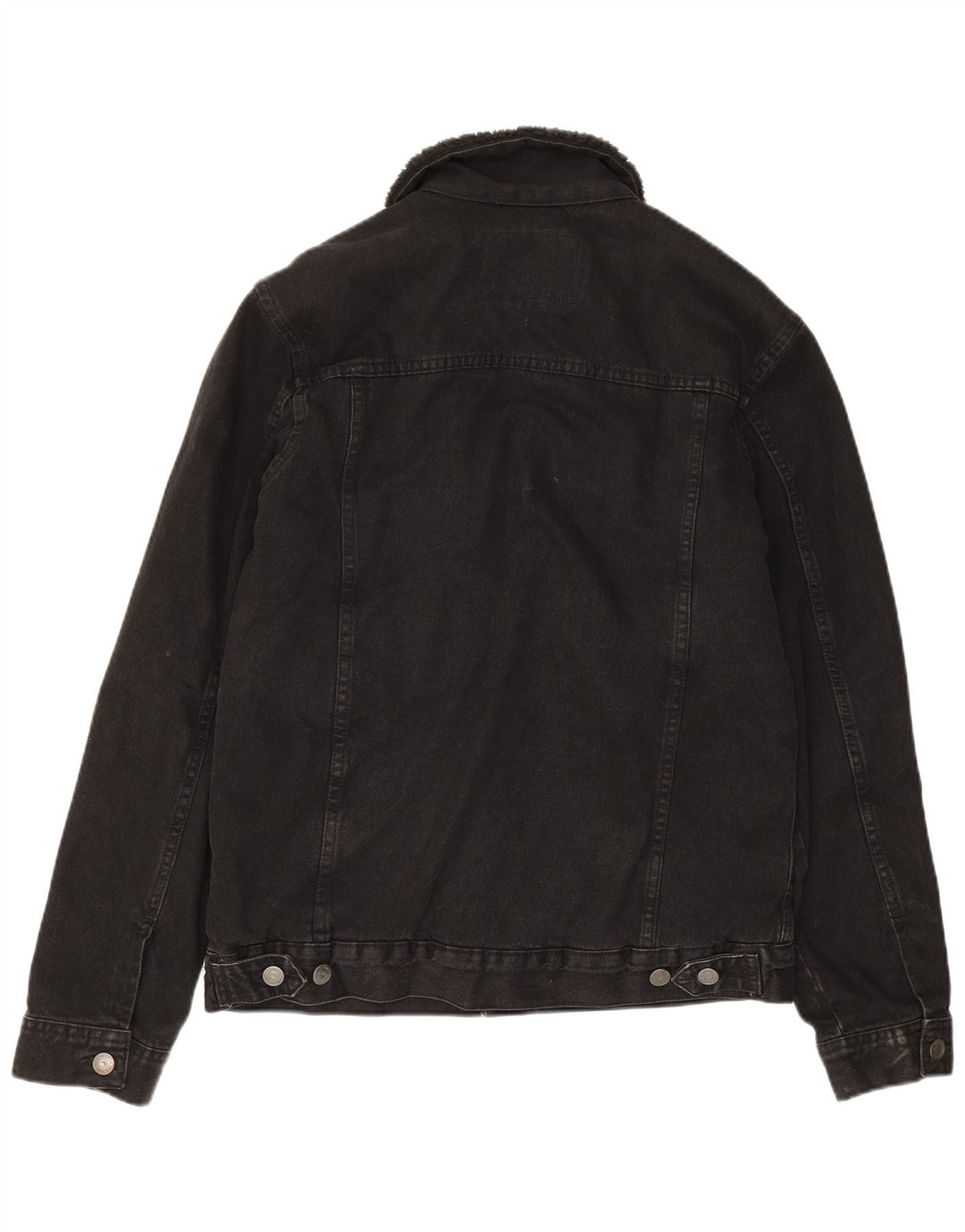 Zara Veste en jean Sherpa pour homme UK 38 Medium Noir Polyester