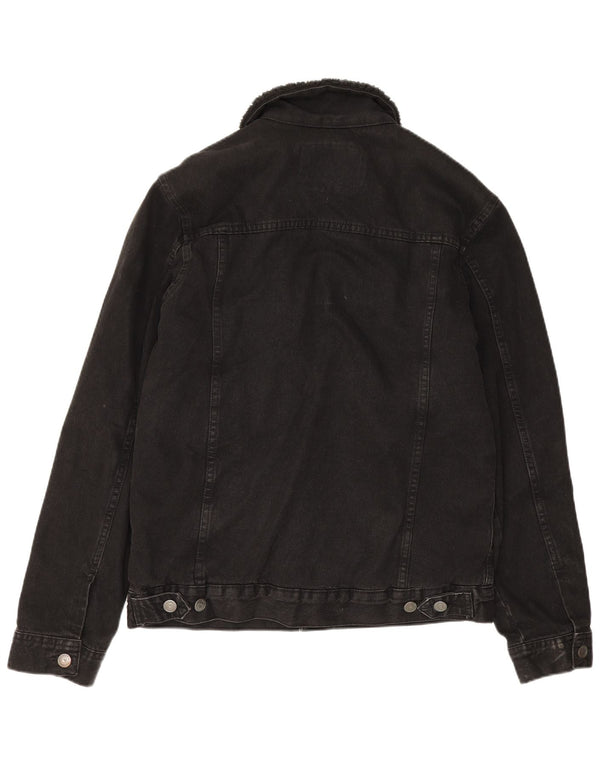 Zara Veste en jean Sherpa pour homme UK 38 Medium Noir Polyester