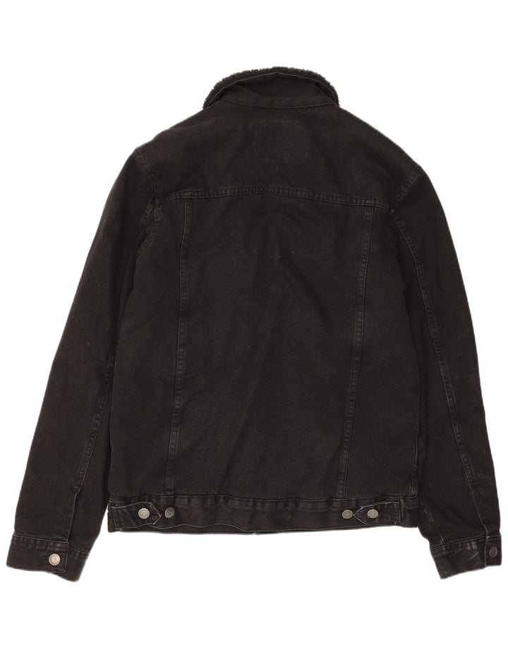 Zara Veste en jean Sherpa pour homme UK 38 Medium Noir Polyester