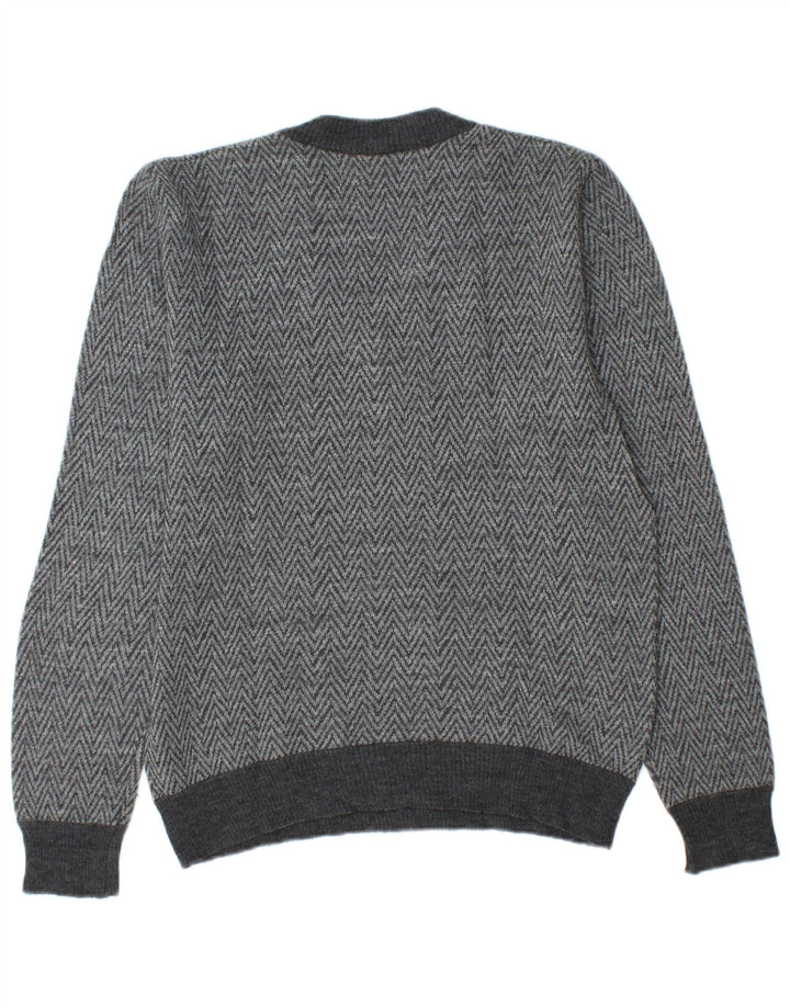 ALMIRA Pull col V pour homme Petit chevron gris