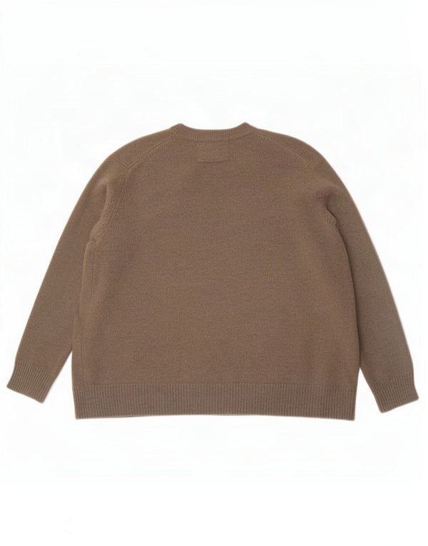 Zara Pull surdimensionné à col en V pour femme UK 44 en cachemire kaki moyen
