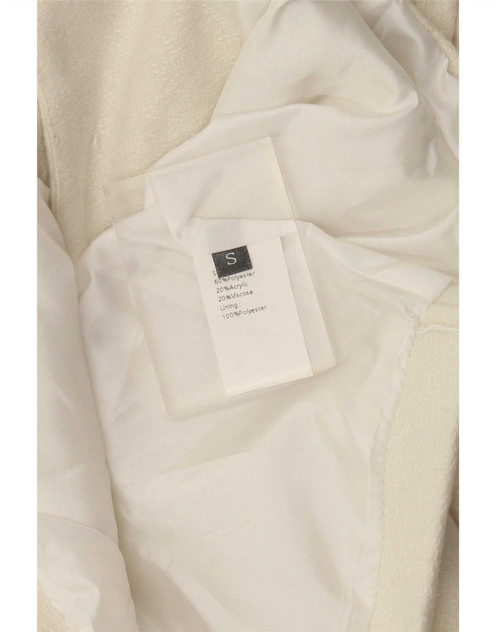veste boléro femme vintage UK 10 petit polyester blanc cassé