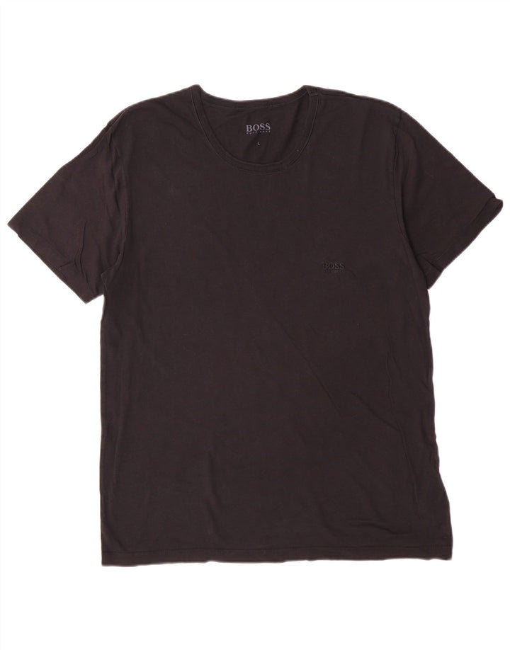 Hugo Boss Hommes T-Shirt Top Large Noir Coton