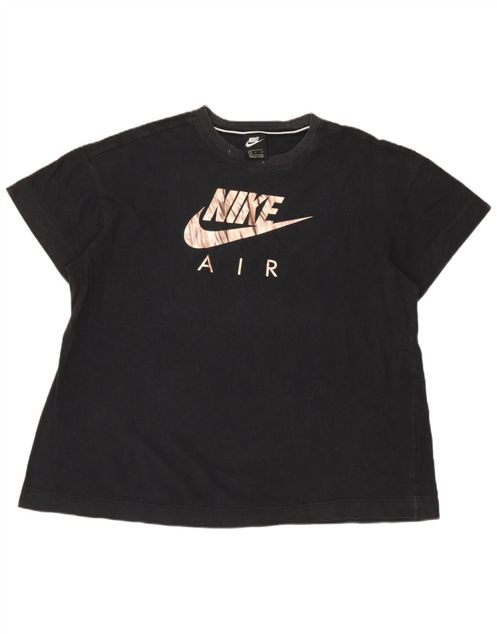 NIKE T-shirt graphique surdimensionné pour femme UK 10 Small Noir