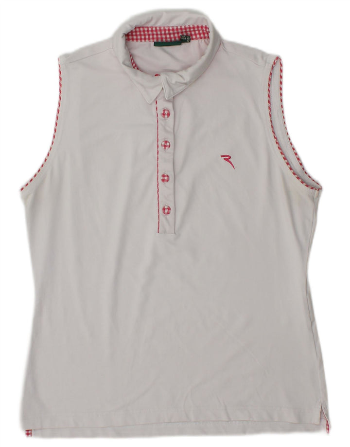 Chervo Polo sans manches pour femme UK 12 Medium Blanc Polyamide