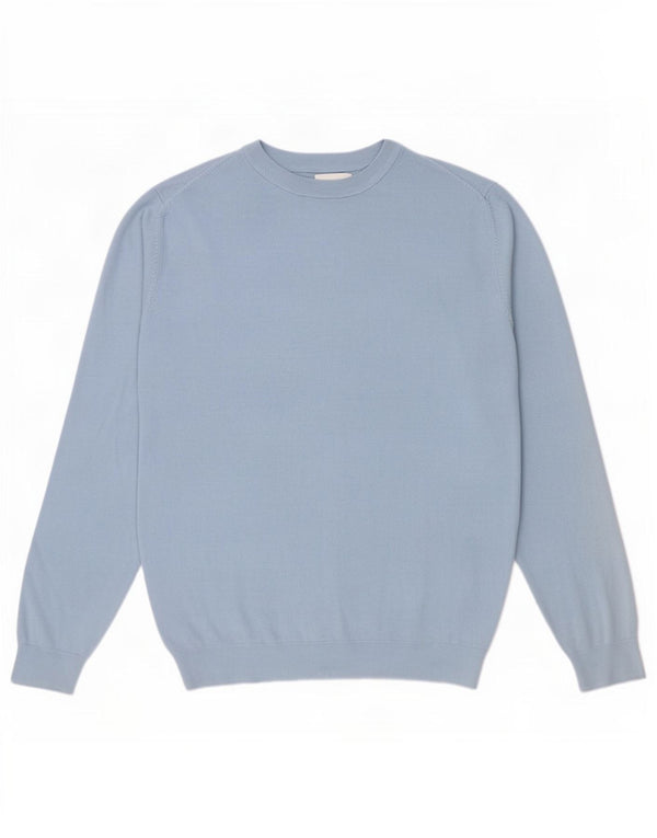 Zara Pull à col rond pour homme Large Bleu Viscose