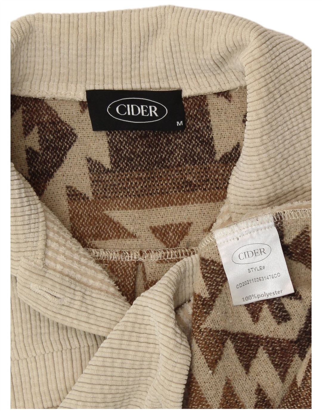 CIDER Surchemise Femme UK 14 Beige Moyen Géométrique Polyester Aztèque