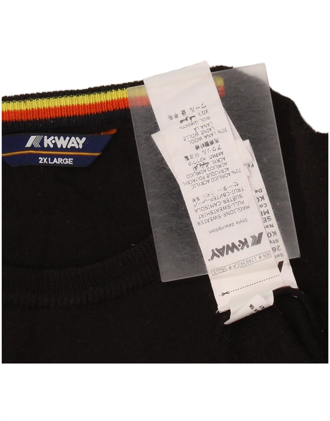 K-Way Pull à col rond pour homme 2XL Acrylique noir