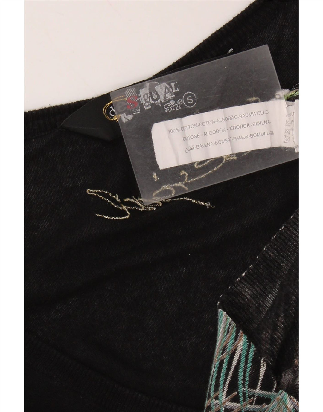 DESIGUAL Pull à col en V à motif abstrait pour femme UK 10 Small Noir