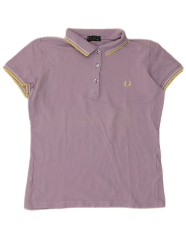 Fred Perry Polo court pour femme UK 12 Coton rayé violet moyen