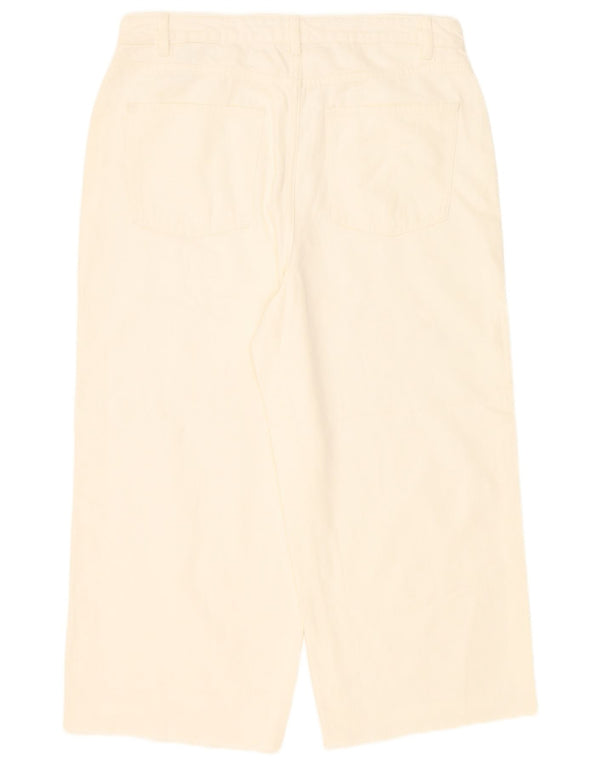 Marks & Spencer Jean court à jambe large pour femme UK 16 Large W36 L24 Blanc cassé