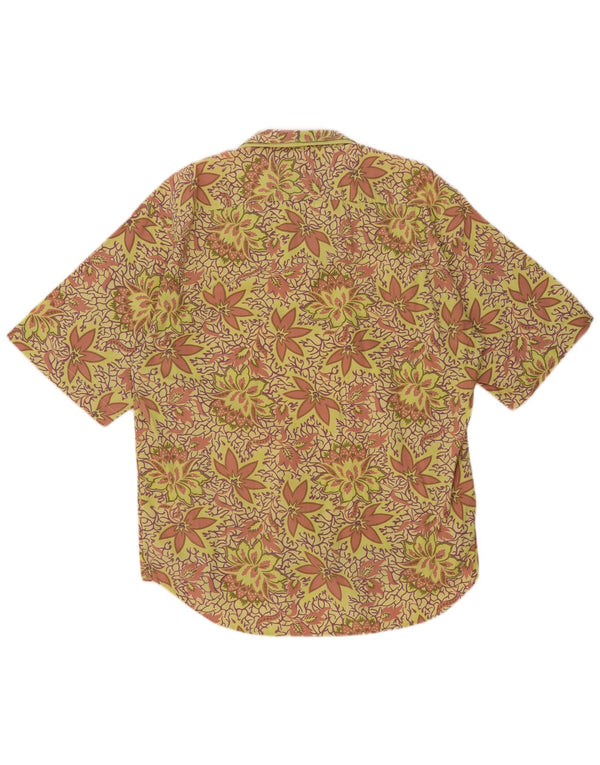 vintage Chemise à manches courtes pour hommes XL Jaune Floral