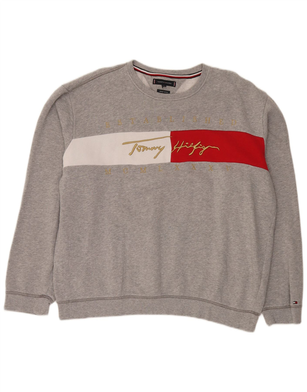 Tommy Hilfiger Sweat-shirt graphique pour homme 2XL Gris Colorblock Coton