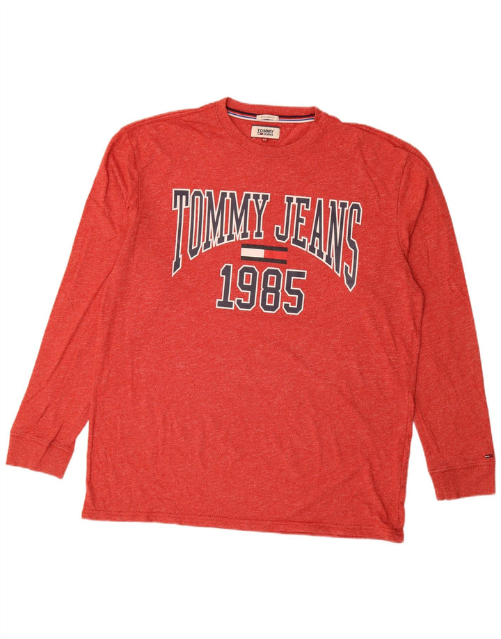 Tommy Hilfiger Haut graphique à manches longues pour homme Coupe régulière 2XL Rouge moucheté