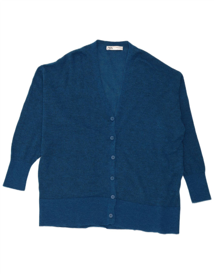 Zara Cardigan surdimensionné pour femme UK 14 Bleu moyen