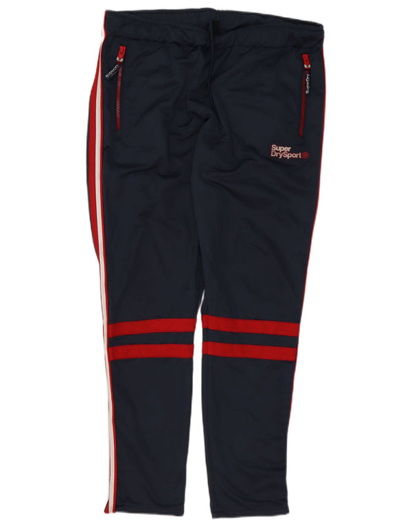 Superdry Homme Pantalon De Survêtement Graphique XL Bleu Marine Rayé Polyester