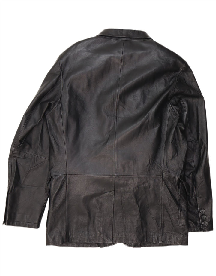 Conbipel Veste Blazer En Cuir 3 Boutons Homme IT 50 Grand Cuir Noir