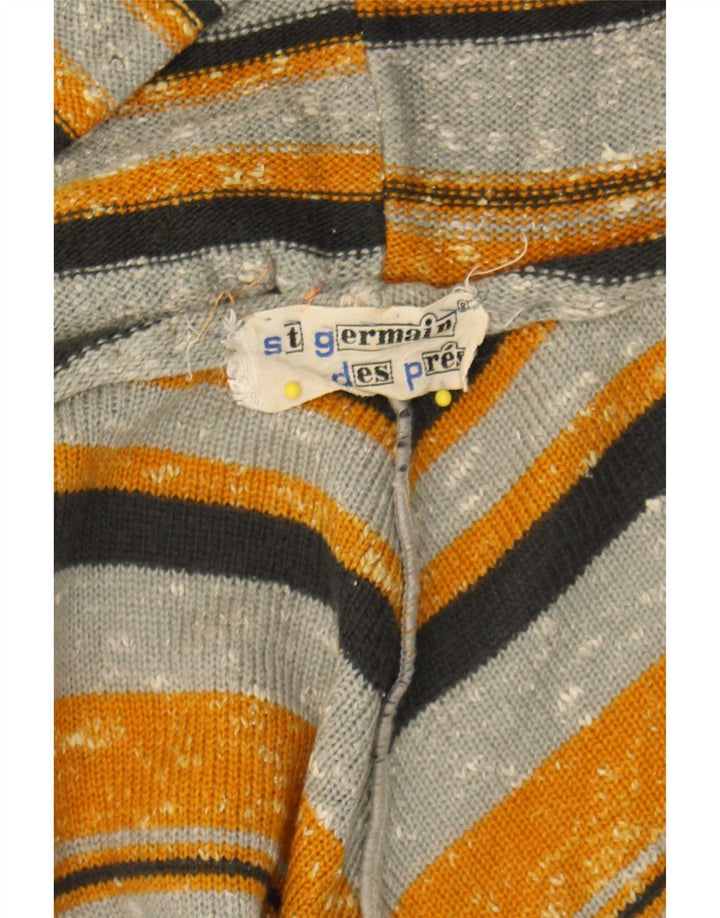 vintage Womens Hooded Cardigan Sweater Taille unique Rayé multicolore