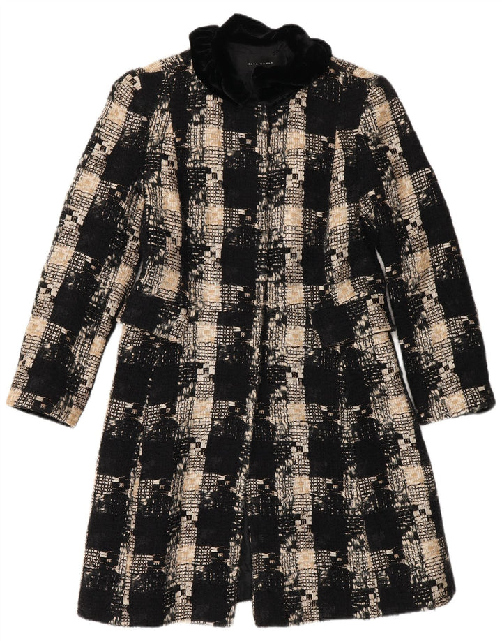Zara Womens Pardessus UK 12 Medium Black Check Laine