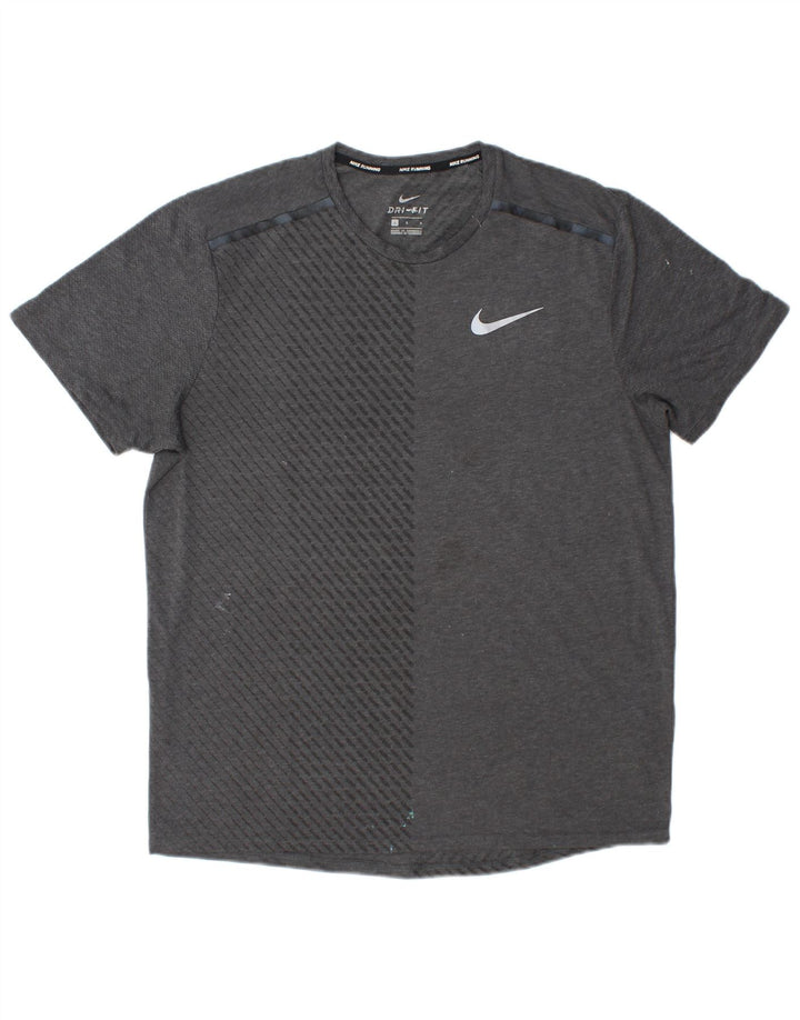 Nike Hommes Dri Fit T-Shirt Haut Large Gris Colorblock Polyester