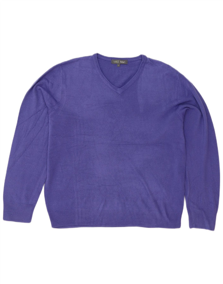 Marks & Spencer Pull col V pour homme en acrylique violet Taille L