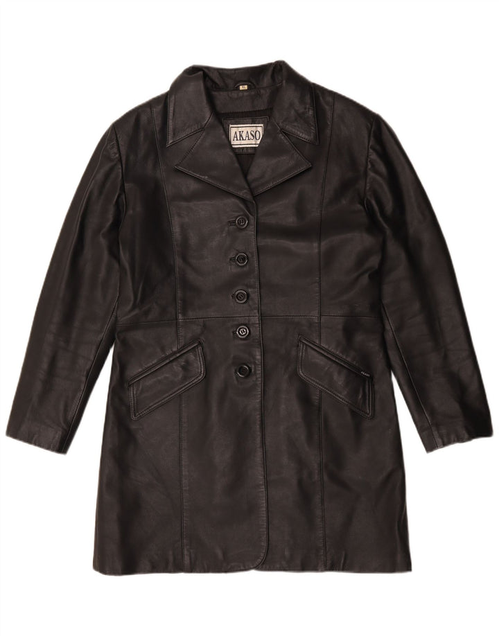 Akaso Manteau en cuir pour femme UK 18 XL Cuir noir