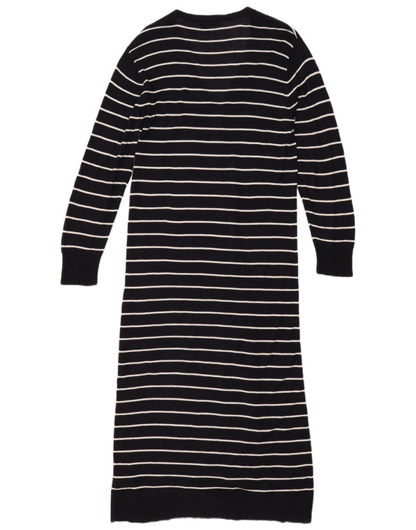 Zara Cardigan long pour femme en viscose rayée noire moyenne UK 44
