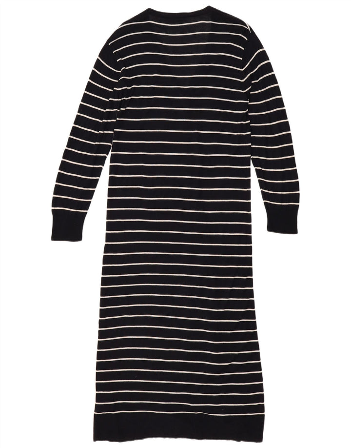 Zara Cardigan long pour femme en viscose rayée noire moyenne UK 44