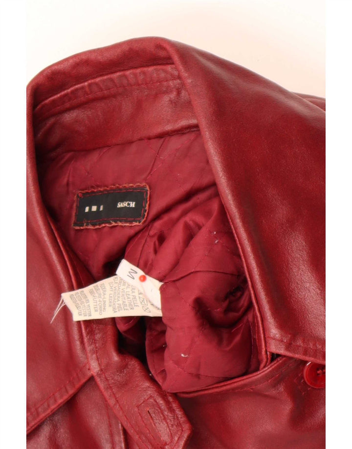 Sasch Veste de motard en cuir à double boutonnage pour femme UK 12 Rouge moyen