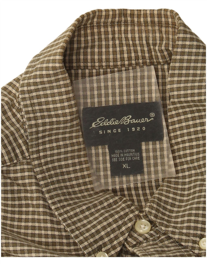 Eddie Bauer Chemise Homme XL Marron Carreaux Coton