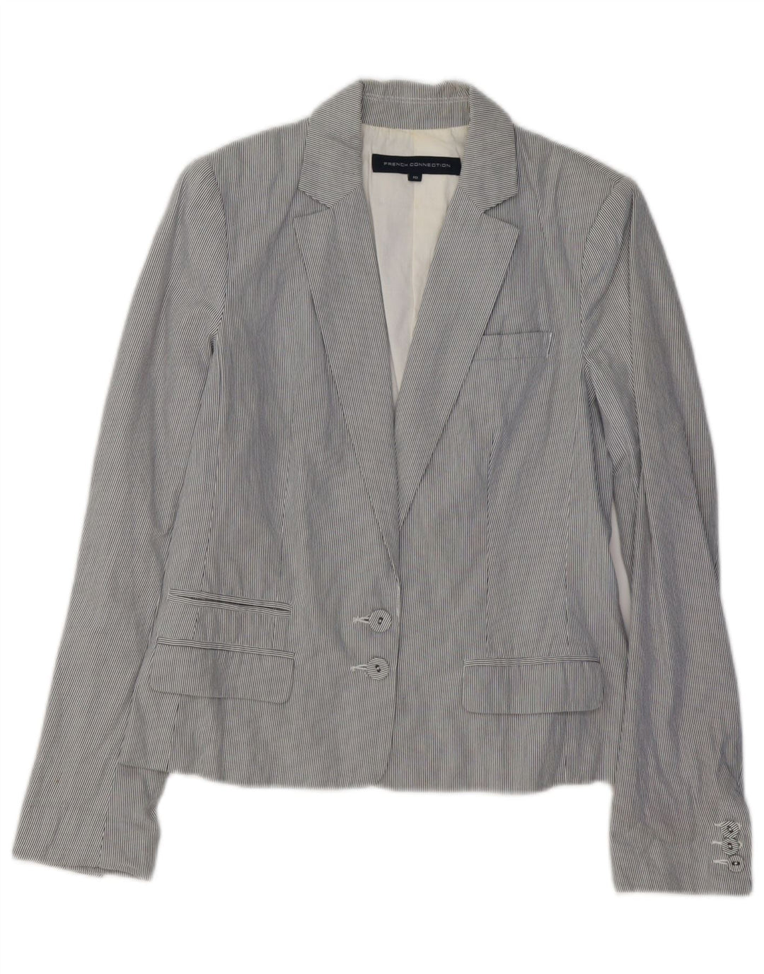 FRENCH CONNECTION Veste Blazer Femme UK 10 Petite Rayure Bleue