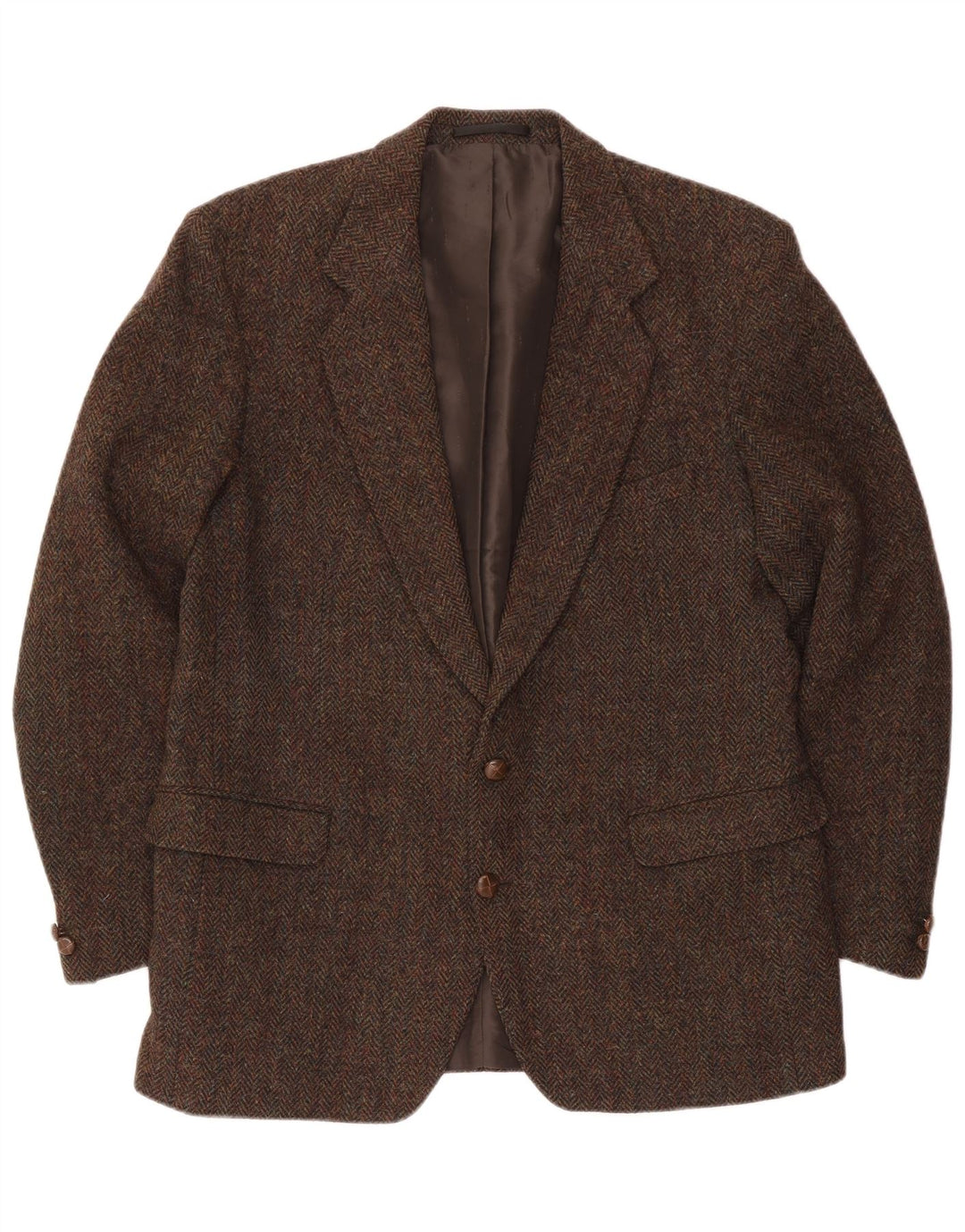 Harris Tweed Veste Blazer 2 Boutons pour Homme UK 44 2XL Laine à Carreaux Marron