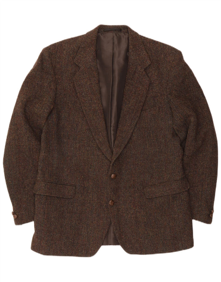 Harris Tweed Veste Blazer 2 Boutons pour Homme UK 44 2XL Laine à Carreaux Marron