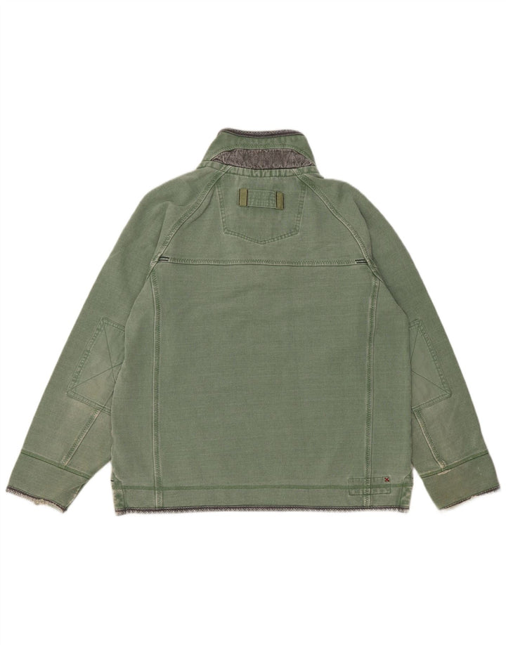 Fat Face Sweat-Shirt Col Zippé Homme Vert Moyen Coton