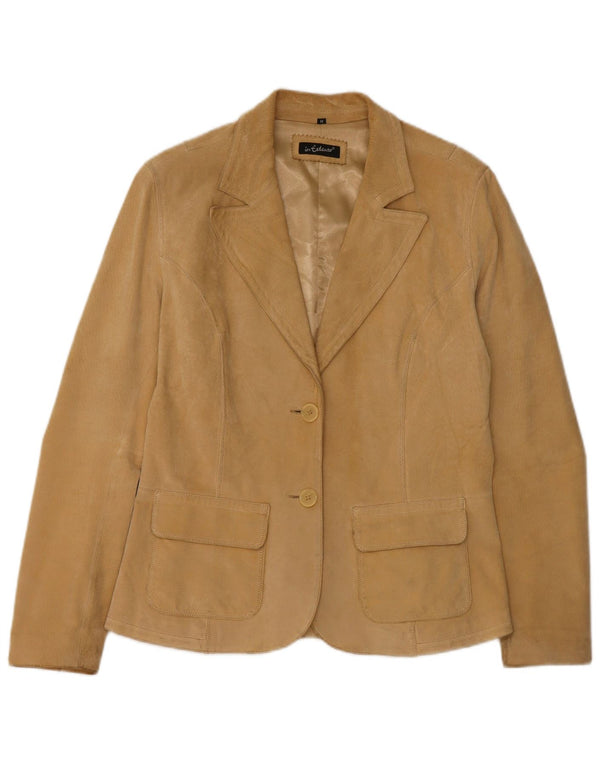 In Extenso Veste blazer en daim à 2 boutons pour femme UK 14 Cuir beige moyen