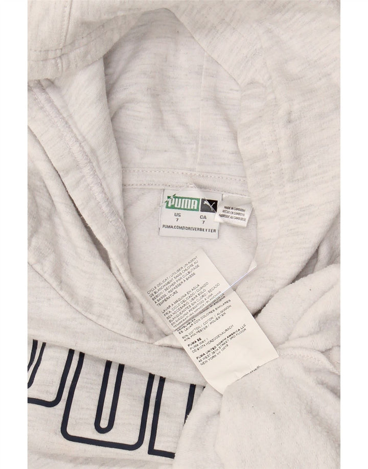 PUMA Pull à capuche graphique pour fille 6-7 ans Gris Coton