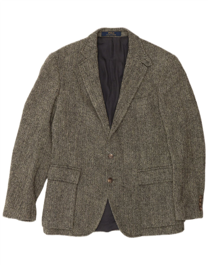 Polo Ralph Lauren Veste blazer à 2 boutons pour homme US 40 Grande laine à chevrons gris