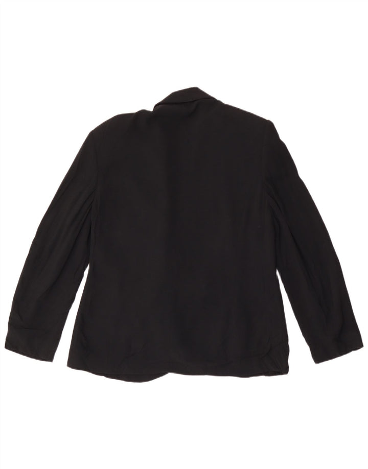 vintage Femme Double Breasted Blazer Veste UK 16 Grand Noir