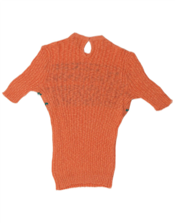 vintage Femme Tricot Blouse Top IT 46 Grand Orange Fair Isle